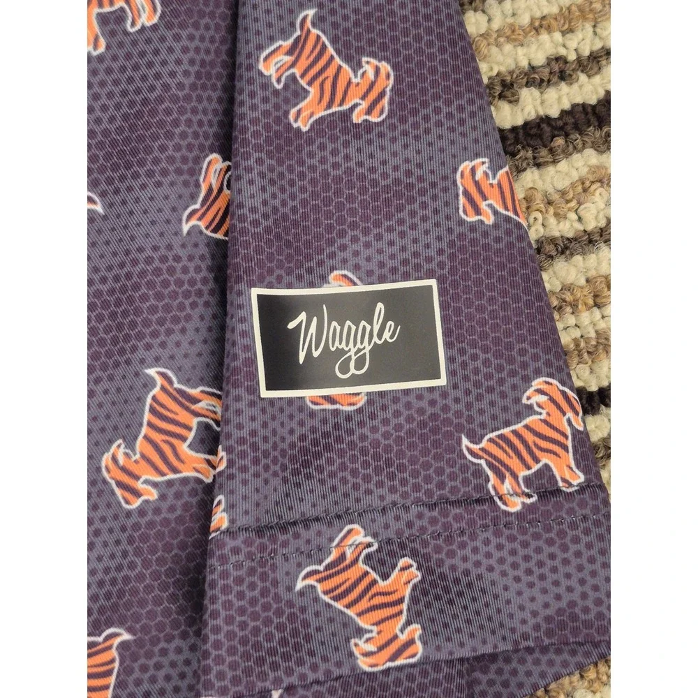 Waggle Golf Men Tiger Goat Polo Shirt Grey Orange Short Sleeve Stretch Large - Picture 8 of 8